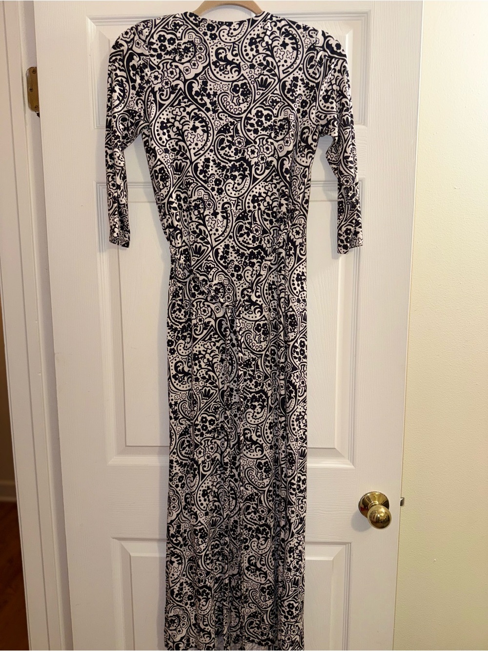 Boden Navy and White Paisley Maxi Wrap Dress